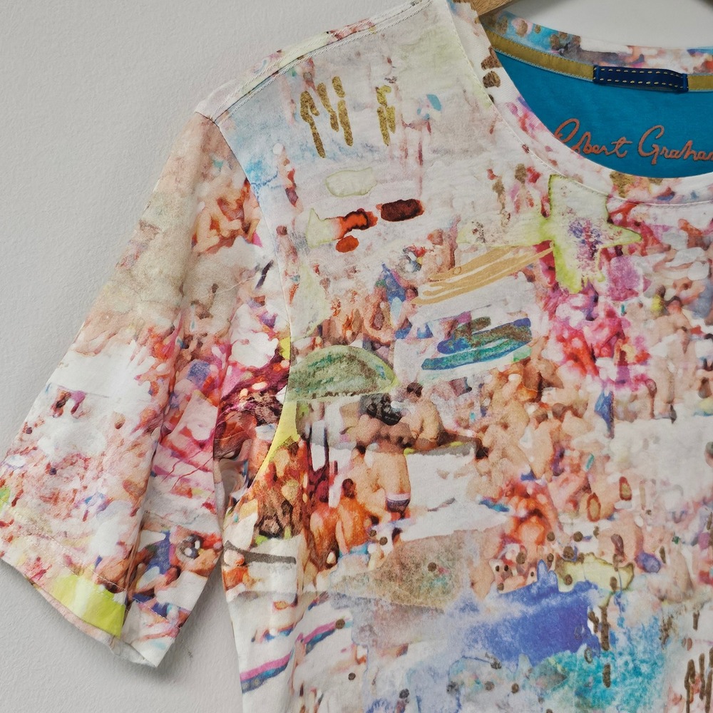 Robert Graham T-Shirt XS Mens Beach Graphic Print Watercolor Artsy Cruise Resort - Picture 5 of 11